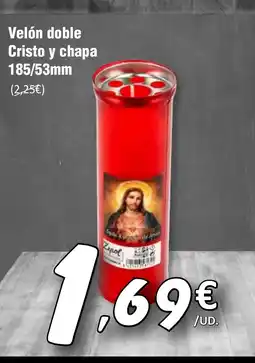 SPAR Velón doble Cristo y chapa 185/53mm oferta