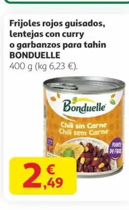 Alcampo BONDUELLE Frijoles rojos guisados, lentejas con curry o garbanzos para tahin oferta