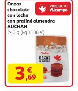 Alcampo AUCHAN Onzas chocolate con leche con praliné almendra oferta