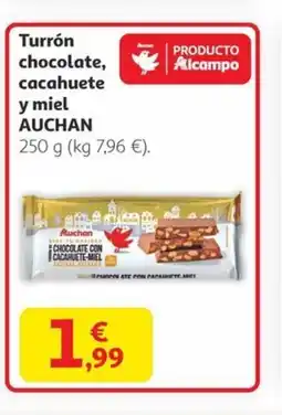 Alcampo AUCHAN Turrón chocolate, cacahuete y miel oferta