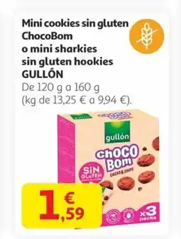 Alcampo GULLÓN Mini cookies sin gluten ChocoBom o mini sharkies sin gluten hookies oferta