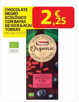 Alcampo TORRAS Chocolate negro ecológico con bayas de goji & acai oferta