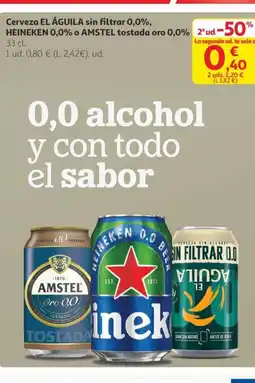 Alcampo EL ÁGUILA , HEINEKEN, AMSTEL Cerveza sin filtrar 0,0%, o tostada oro 0,0% oferta