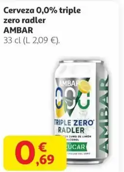 Alcampo AMBAR Cerveza 0,0% triple zero radler oferta