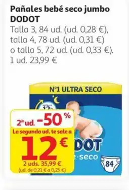 Alcampo DODOT Pañales bebé seco jumbo oferta