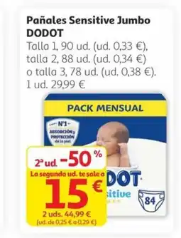 Alcampo DODOT Pañales Sensitive Jumbo oferta