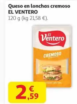 Alcampo EL VENTERO Queso en lonchas cremoso oferta