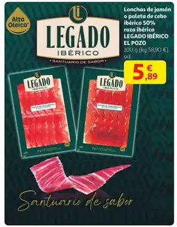 Alcampo LEGADO IBÉRICO EL POZO Lonchas de jamón o paleta de cebo ibérico 50% raza ibérica oferta
