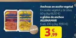 Alcampo AGUINAMAR Anchoas en aceite vegetal o gildas de anchoa oferta