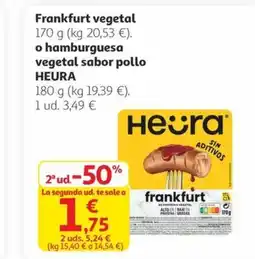 Alcampo HEURA Frankfurt vegetal o hamburguesa vegetal sabor pollo oferta