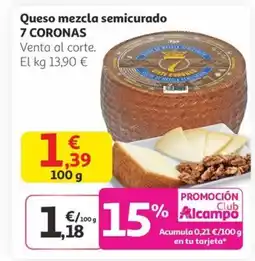 Alcampo 7 CORONAS Queso mezcla semicurado oferta