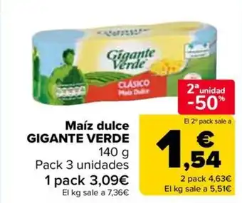 Carrefour GIGANTE VERDE Maíz dulce oferta