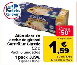 Carrefour Atún claro en aceite de girasol Carrefour Classic oferta