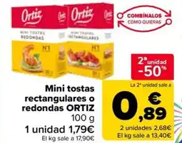 Carrefour ORTIZ Mini tostas rectangulares o redondas oferta