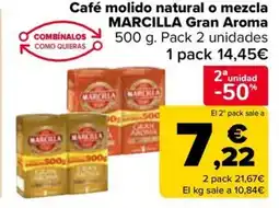 Carrefour MARCILLA Café molido natural o mezcla Gran Aroma oferta