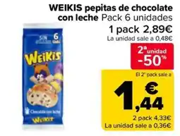 Carrefour WEIKIS pepitas de chocolate con leche oferta
