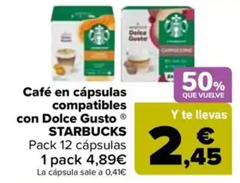 Carrefour STARBUCKS Café en cápsulas compatibles con Dolce Gusto oferta