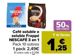 Carrefour NESCAFÉ Café soluble o soluble Frappé 3 en 1 oferta