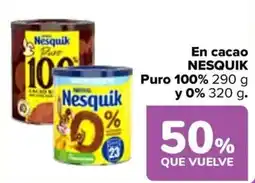 Carrefour NESQUIK En cacao Puro 100% y 0% oferta