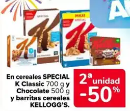 Carrefour KELLOGG'S Special K En cereales Classic y Chocolate y barritas cereales oferta