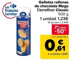 Carrefour Galletas rellenas de chocolate Mega Carrefour Classic oferta