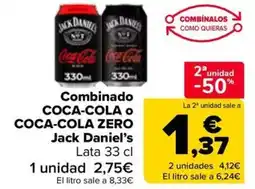 Carrefour JACK DANIEL'S Combinado coca-cola o coca-cola zero oferta
