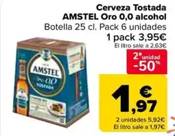 Carrefour AMSTEL Cerveza Tostada Oro 0,0 alcohol oferta