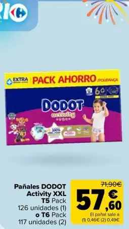 Carrefour DODOT Pañales Activity XXL T5 oferta