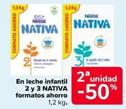 Carrefour NESTLE Nativa En leche infantil 2 y 3 formatos ahorro oferta