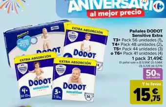 Carrefour DODOT Pañales Sensitive Extra oferta