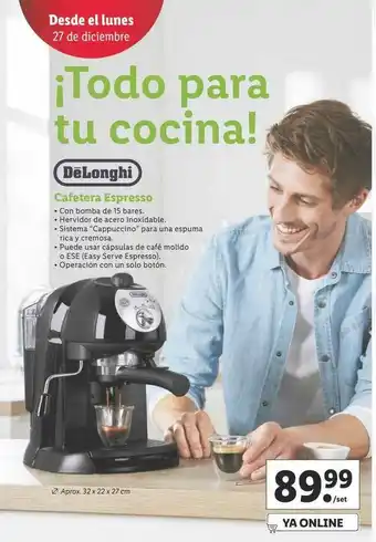 Lidl Delonghi Cafetera Espresso oferta