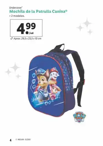 Lidl Undercover Mochila De La Patrulla Canina oferta