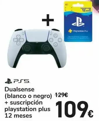 Carrefour Ps5 dualsense (blanco o negro) + suscripción playstation plus 12 meses oferta