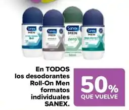 Carrefour SANEX En todos los desodorantes roll-on men formatos individuales oferta