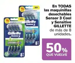 Carrefour GILLETTE En todas las maquinillas desechables sensor 3 cool y sensitive oferta