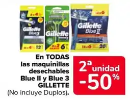 Carrefour GILLETTE En todas las maquinillas desechables blue ii y Blue 3 oferta