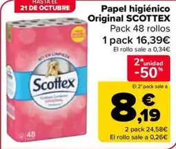 Carrefour SCOTTEX Papel higiénico Original oferta