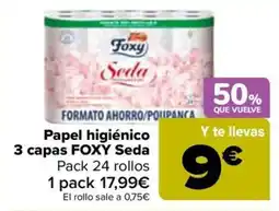 Carrefour FOXY Seda Papel higiénico 3 capas oferta
