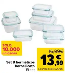 Carrefour Set 8 herméticos borosilicato oferta