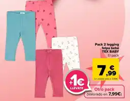 Carrefour TEX BABY Pack 2 legging felpa bebé oferta