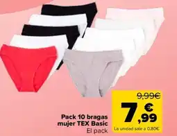 Carrefour TEX Pack 10 bragas mujer Basic oferta
