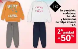Carrefour TEX En pantalón, sudadera, chándal y bermudas de felpa infantil oferta