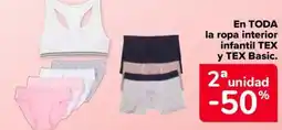 Carrefour TEX En toda la ropa interior infantil oferta