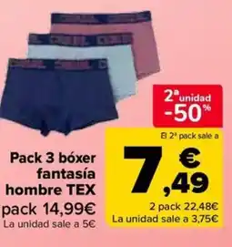 Carrefour TEX Pack 3 bóxer fantasía hombre oferta
