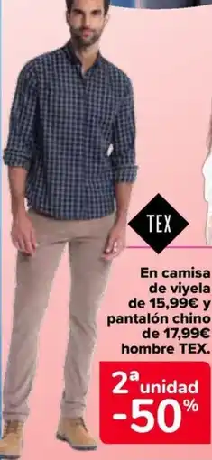 Carrefour TEX En camisa de viyela pantalón chino de punto infantil hombre oferta