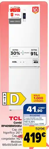 Carrefour TCL Combi RP409BWDOEU oferta