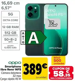 Carrefour OPPO Smartphone libre Reno 14FS oferta