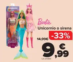 Carrefour BARBIE Unicornio o sirena oferta