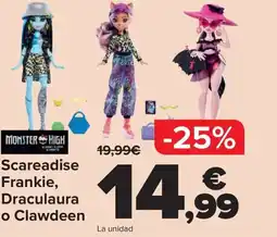 Carrefour MONSTER HIGH Scareadise Frankie, Draculaura o Clawdeen oferta