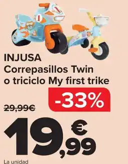 Carrefour INJUSA Correpasillos Twin o triciclo My first trike oferta